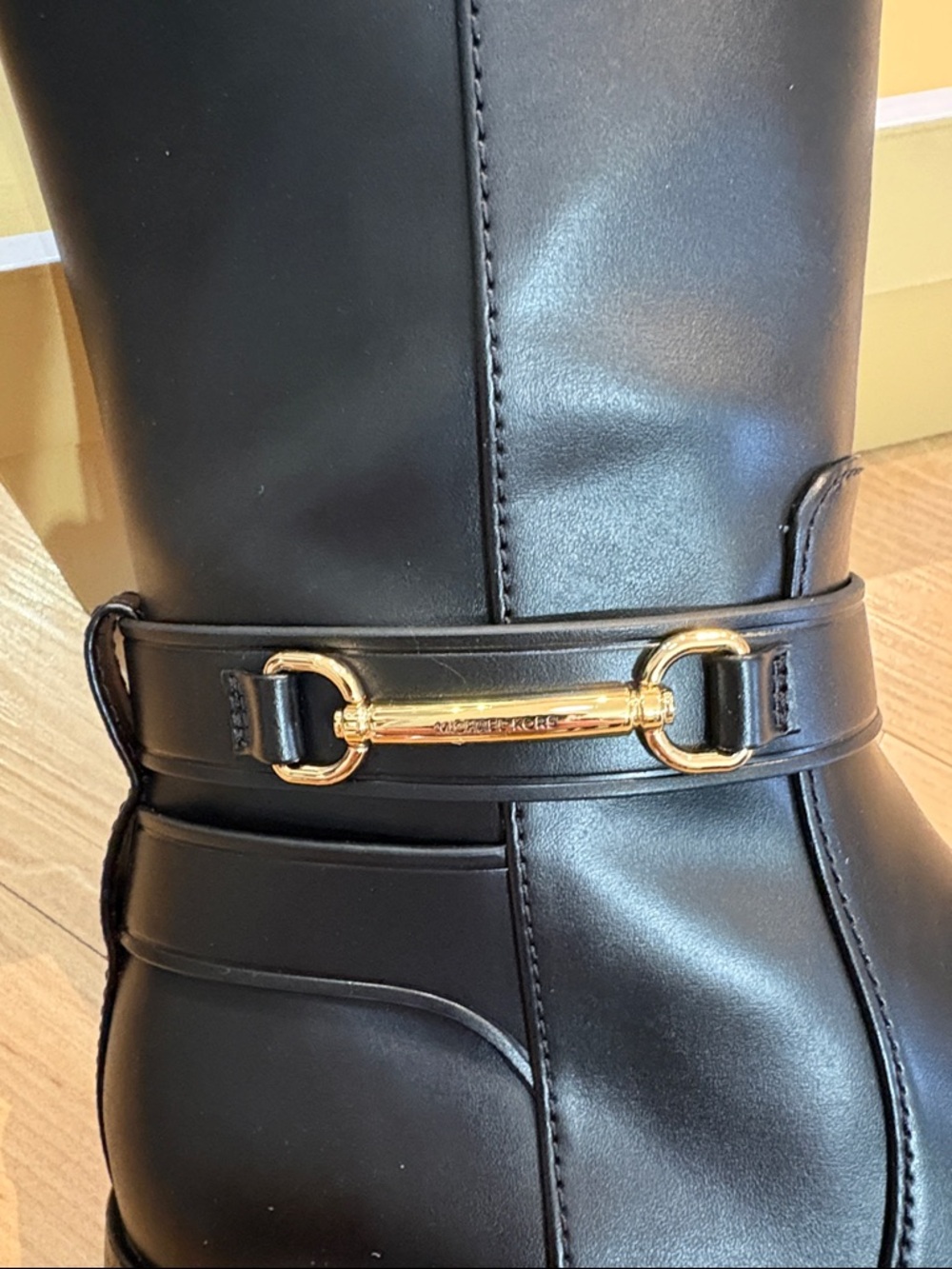 Michael Kors Black Women's Riding Boots with Gold Hardware - Picture 2 of 9